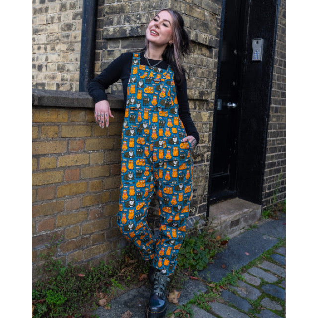 Cats and Mice Stretch Twill Dungarees