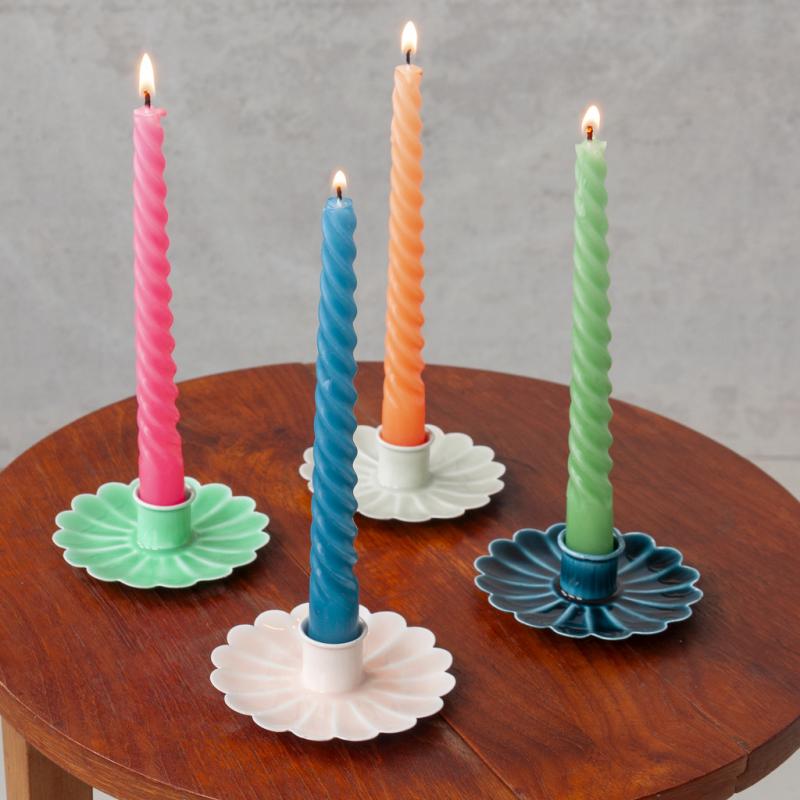 Enamel Flat Flower Candle Holder - 4 Colours