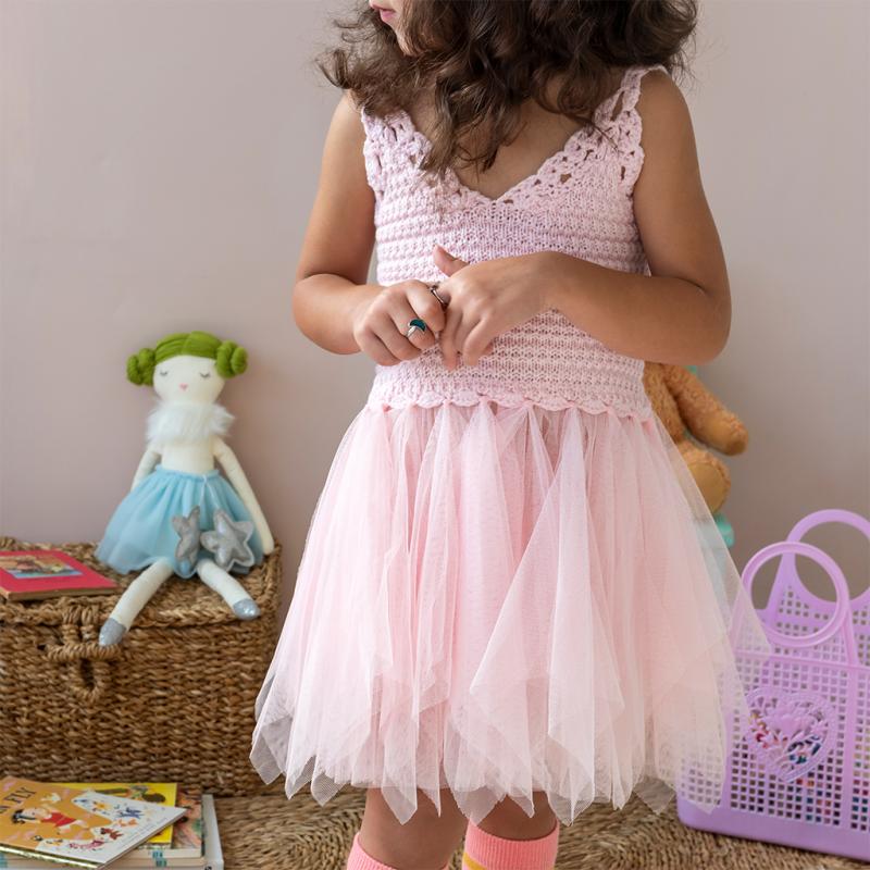 Children's Crochet Fairy Dress - Pale Pink