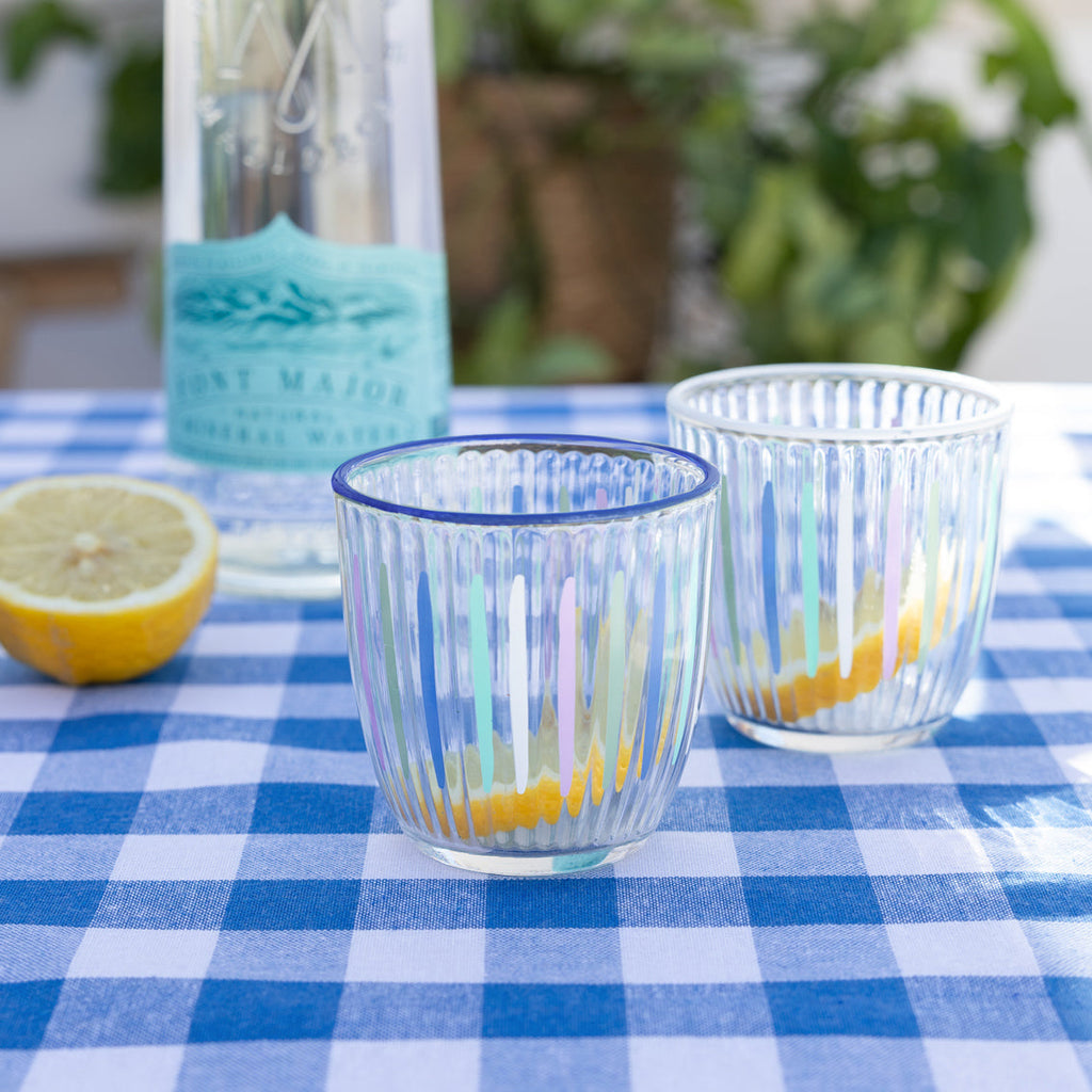 Gingham Fabric Tablecloth - Blue & White