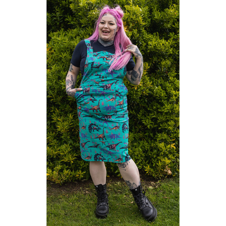 Run & Fly Forget Me Not Sunflowers 70's Pinafore Swing Dress Blue –